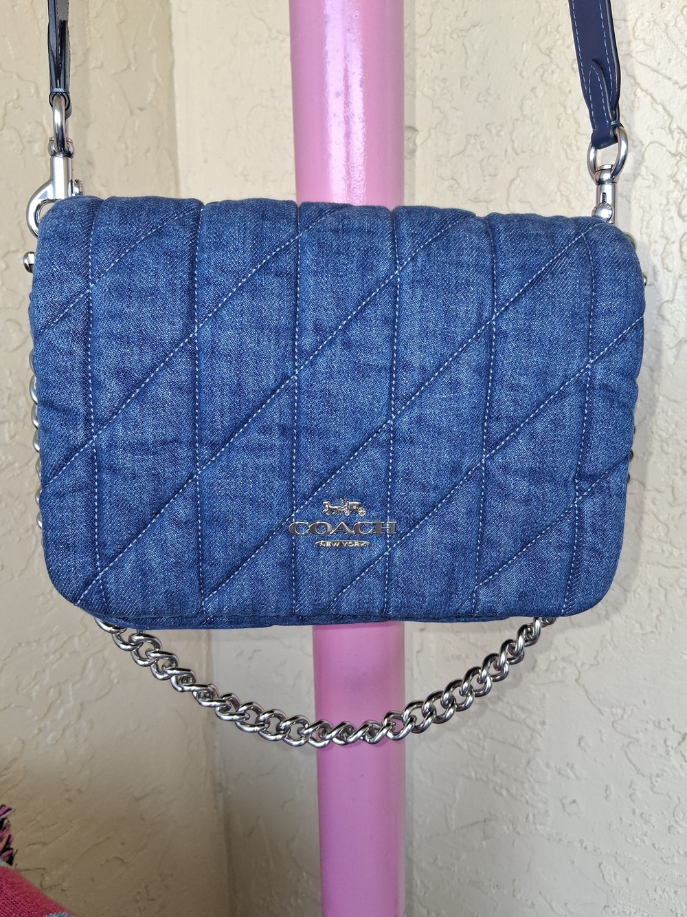 Coach Quilted Denim Crossbody Bag in Blue